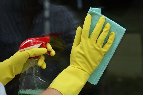 Domestic cleaning service working in a typical Oho home kitchen